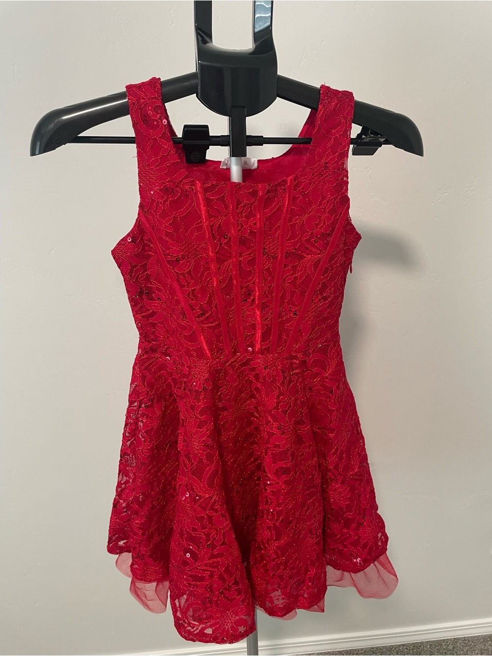 Beautees Girls Red Lace Party Dress Size 10 Holiday Special Occasion Formal